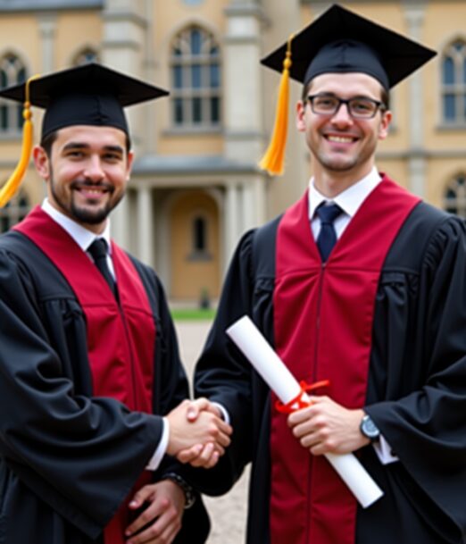 Flux_Dev_Two_male_graduates_wearing_black_academic_robes_and_r_1