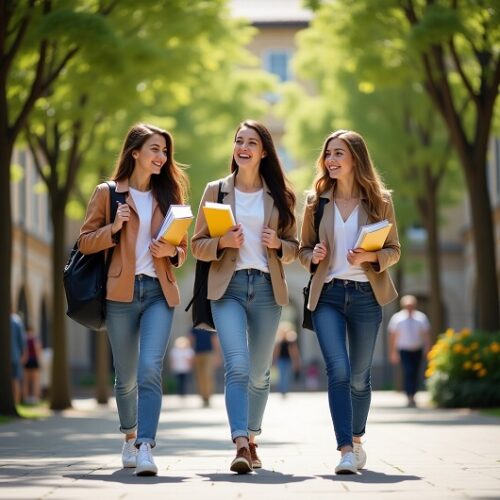 Flux_Dev_Prompt_1Three_happy_young_female_students_walking_tog_1
